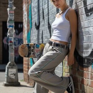 Vintage JNCO Girl’s Stuff Wide Leg Pants 90s Y2K Skater Size 5 26x30